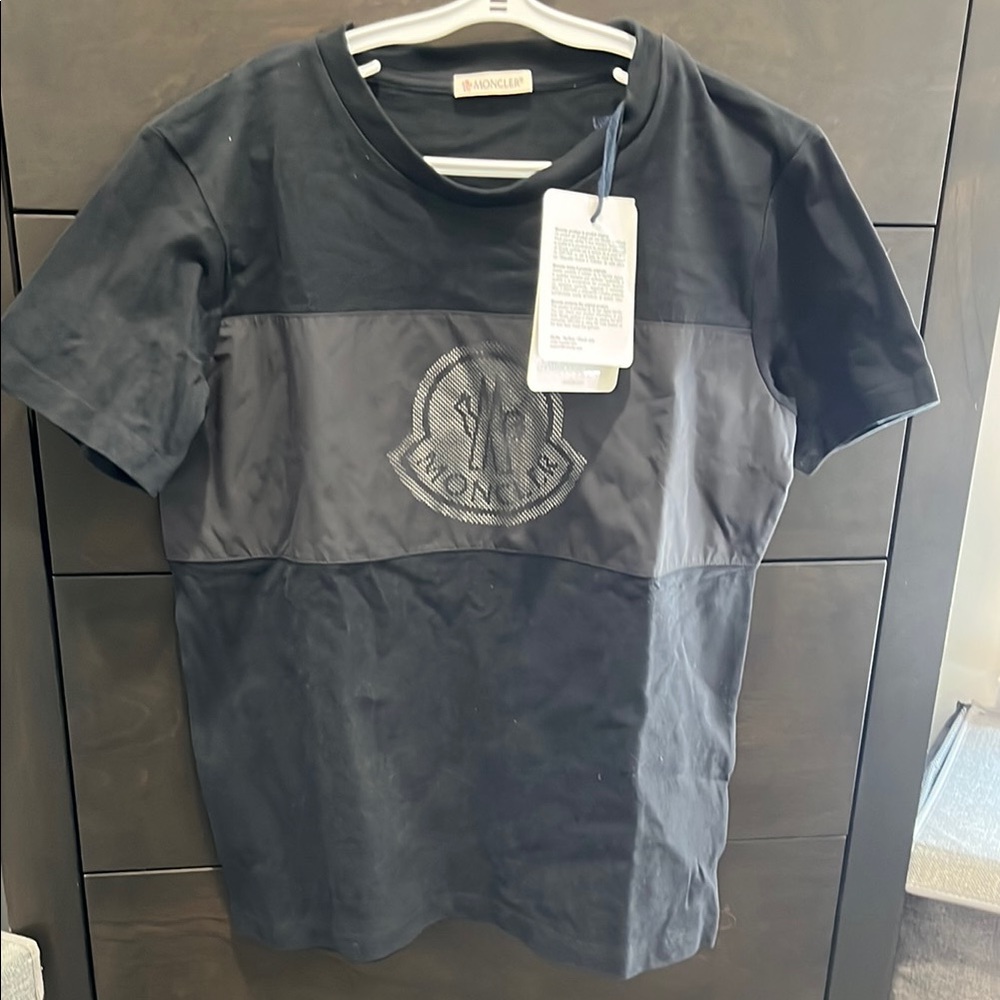 NWT Boys size 12 Black Short Sleeve Moncler Tee with Logo